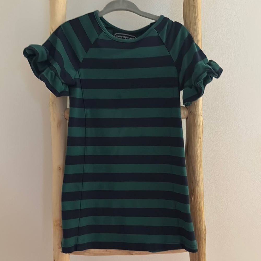 Duffield Lane Green and Black Striped Short Sleeve Tee